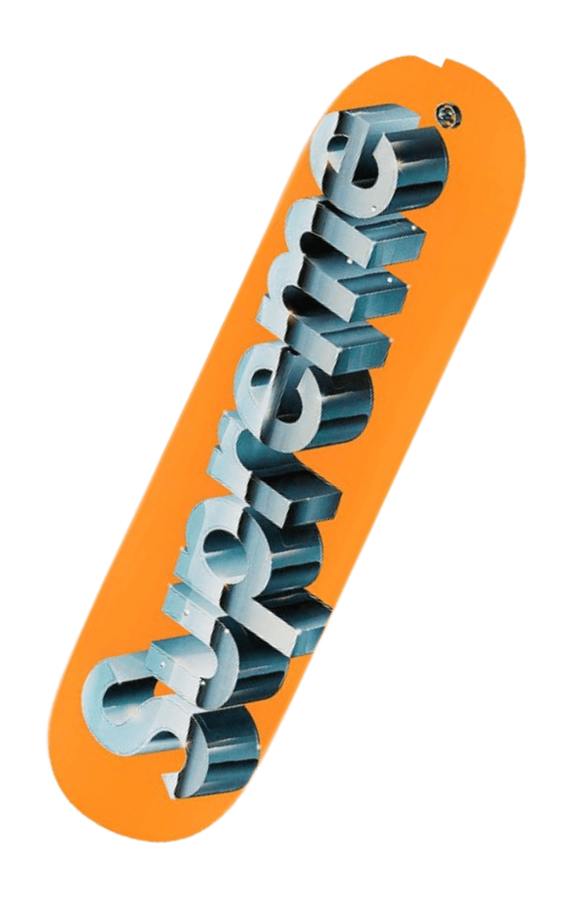 Supreme Chrome Logo Skateboard Deck Orange (2)